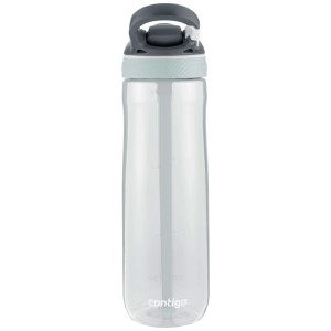 Borraccia Contigo Ashland trasparente, 720 ml, con coperchio grigio e cannuccia.