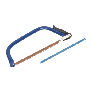 LUX Bügelsäge Classic, 300 mm, mit blauem Rahmen und Metallsägeblatt.