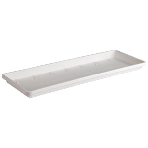 Sottovaso bianco Elho Barcelona, 45x16cm, per fioriere da balcone, protegge dal ristagno idrico.