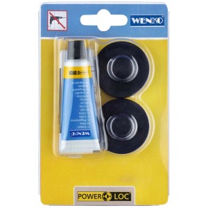 Wenko Power-Loc Schwarz: Kleber und 2 Befestigungsadapter für Classic Plus Badaccessoires.