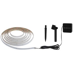 Solar LED Stripe 3m RGBY: Striscia LED autoadesiva con picchetto e pannello solare per giardino e balcone.