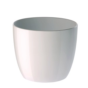 Cache-pot Milano en plastique blanc brillant, Ø 30 cm, à roulettes pour la culture hydroponique.