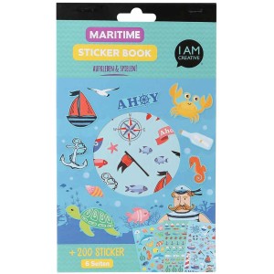 Livre de stickers nautiques avec 6 feuilles, idéal pour le bricolage et la décoration.