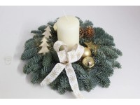 Adventsgesteck Nobilis mit 1 Kerze Creme Ø 32 cm