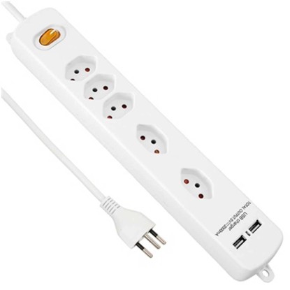 Steckdosenleiste Plus 5 x T13 / 2 x USB Weiss Kabellänge 1,5 m