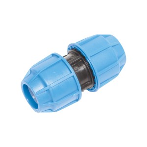 Manchon LUX-TOOLS pour tubes PE, Ø 25 mm, en plastique bleu pour systèmes d'eau froide.