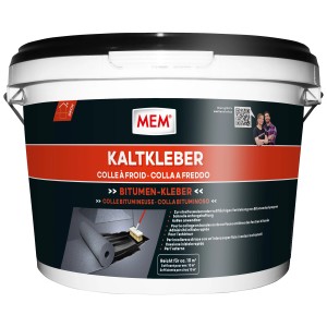 Secchio di MEM Kaltkleber Profi, senza solventi, 3 kg, per membrane bituminose.
