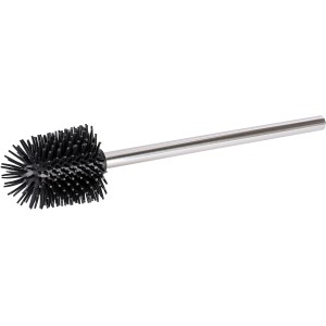 Brosse WC Wenko avec tête en silicone noire et manche en acier inoxydable.