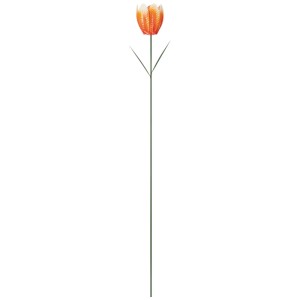 Gartenstecker Tulpe aus Eisen in Orange, Ø 5,5 cm, für Gartendekoration.