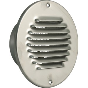 Griglia di ventilazione Marley in acciaio inox con raccordo per tubo da 100 mm per sistemi di ventilazione.