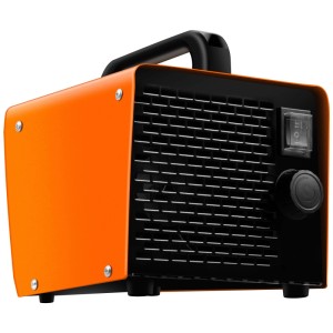 Chauffage céramique ClimaTech ZSP2000, orange, 2 kW. Radiateur électrique avec poignée et thermostat.