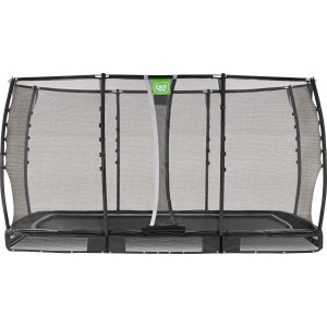 Trampolino interrato nero EXIT Allure Premium 214x366 cm con rete di sicurezza.