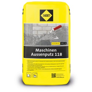 Sakret enduit extérieur machine MAP Gris 30 kg en sac jaune. Enduit extérieur pour application manuelle ou à la machine.