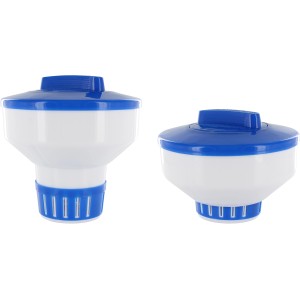 Steinbach Doseur flottant de chlore Maxi, aide au dosage pour comprimés de 200g, bleu et blanc.