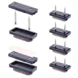 Set de patins pour meubles Wagner QuickClick Ultrasoft, 4 pièces, marron, 32x15mm, pour sols délicats.