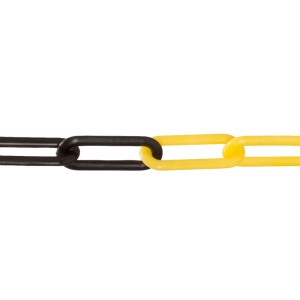 Conacord Absperrkette, schwarz-gelb, aus Polyethylen, Detailaufnahme.
