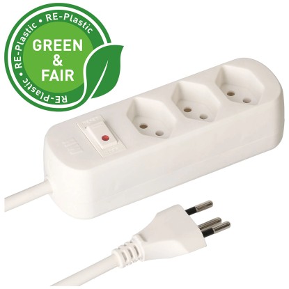 Max Hauri Steckdosenleiste Basic Line Kunststoff Weiss Kabel Weiss 1,5 m