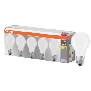 Osram LED-Leuchtmittel E27, matte Glühlampenform, warmweiß, 60W Ersatz.