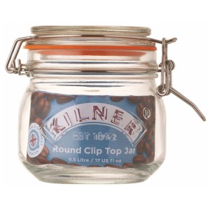 Barattolo Kilner a clip, trasparente, rotondo, 0.5 l, per la conservazione degli alimenti.