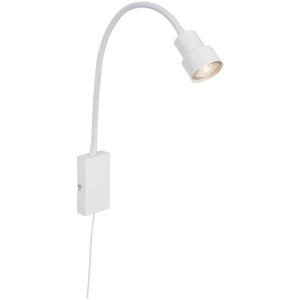 Lampe à prise blanche Briloner Tusi avec bras flexible, idéale comme lampe de lecture ou de chevet.