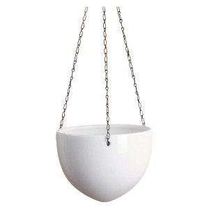 Fioriera sospesa bianca Scheurich 845 (Ø 18 cm) in ceramica con catena per interni.