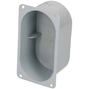 Scatola da incasso grigia UP con flangia, dimensione 2 x 1, per impianti elettrici.