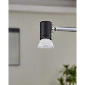 Lampadina LED Eglo connect.z GU10 opale in faretto nero. Lampada Smart Home dimmerabile per illuminazione flessibile.