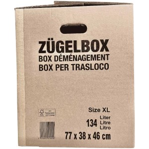 Scatola trasloco OBI XL, a doppia onda, 134 l, con maniglie e istruzioni di montaggio.
