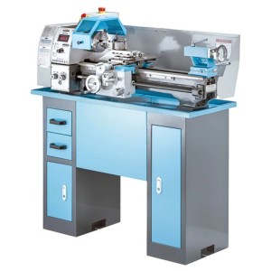 Tornio per metalli Alduro MDB-250VS2, blu, con mobile base. Tornio per la lavorazione dei metalli.