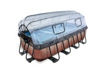 Exit Pool Wood Braun 400 x 200 cm inkl. Sandfilterpumpe und Sonnendach