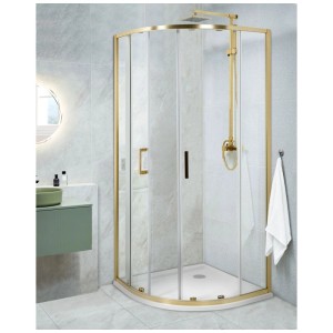 Beliani Cabine de douche Jukatan verre transparent et doré 185 x 90 x 90 cm