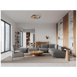Moderne LED-Deckenleuchte Julio in Holzoptik, 24W, für Wohnräume.