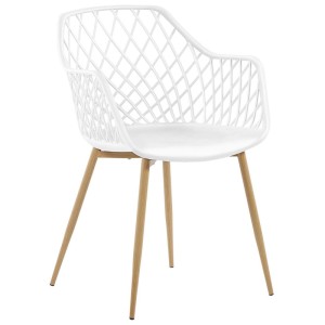 Lot de 2 chaises de salle à manger blanches Nashua avec pieds aspect bois.