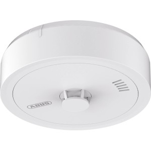 Détecteur de chaleur Abus Prevaro 10 blanc pour protection incendie. Boîtier rond avec logo ABUS et fentes.
