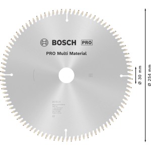 Lama per sega circolare Bosch Multi Material, diametro 254 mm, 96 denti per tagli precisi.