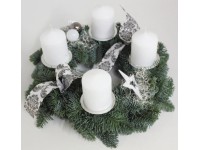 Adventskranz mit 4 Kerzen Weiss-Anthrazit Ø 30 cm