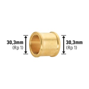 Manchon fileté en laiton 30,3 mm (Rp 1) pour installation d'eau chaude, froide et chauffage.