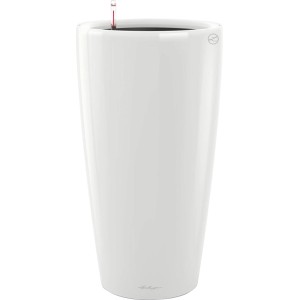 Pot de fleurs Lechuza Rondo Premium blanc brillant, 75 cm de haut, pour intérieur.