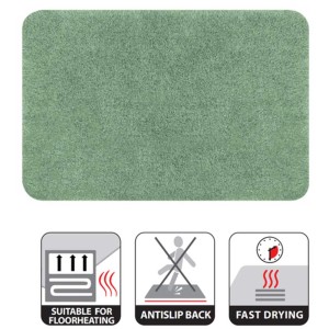 Tappeto bagno Spirella Bree, colore basilico, 60x90 cm. Tappetino verde.