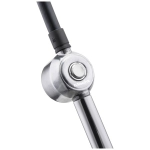 Birzman Dämpferpumpe Macht in Silber, Detailaufnahme des Manometers.