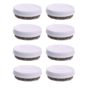 Lot de 8 patins pour meubles Wagner QuickClick Duo, Ø 25mm, feutre marron et plastique blanc.