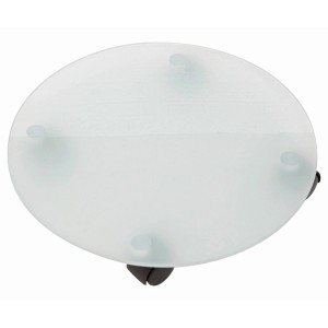 Rotolo per piante rotondo in vetro bianco opaco, Ø 35 cm, con ruote per un facile spostamento.
