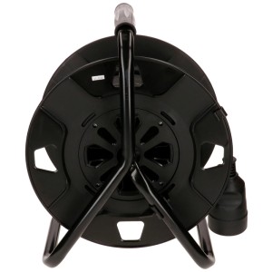 Enrouleur de câble de jardin noir Max Hauri en plastique avec câble de 20 m et raccord type 13.