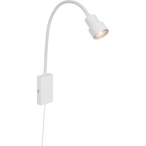 Lampe de chevet LED Briloner Tusi blanche avec bras flexible et fonction tactile comme applique murale.