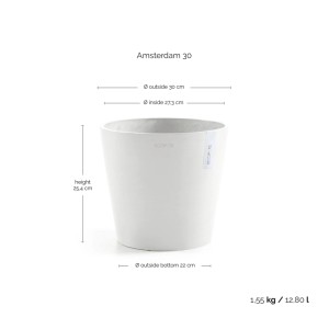 Vaso per piante Ecopots Amsterdam bianco, Ø 30 cm, ideale per interni ed esterni.