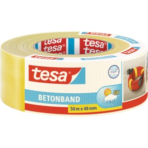 Ruban adhésif toilé jaune Tesa Betonband, 50 m x 48 mm, pour intérieur et extérieur.