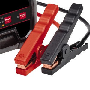 Caricabatterie Einhell CE-BC 15 M con morsetti rosso e nero.