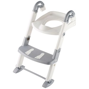 Rotho Kidskit 3in1 trainer WC bianco-grigio con gradino e maniglie, max. 30 kg.