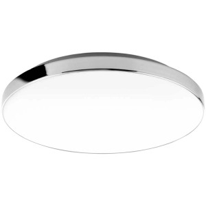Plafoniera LED bianca Brilo Malbona con bordo cromato, 18W per bagno.
