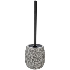 Wenko Set WC Salemi, céramique grise avec manche noir, Ø 10x39 cm. Brosse WC sur pied.